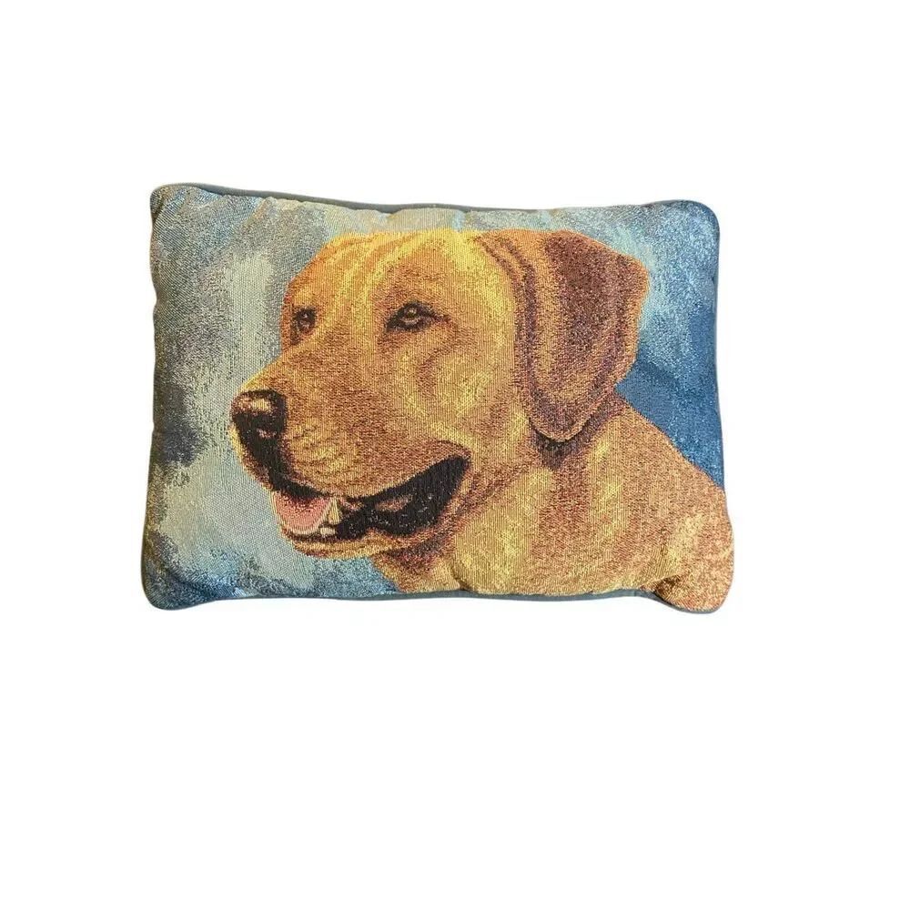 Yellow Labrador retriever tapestry throw pillow 15 x 11